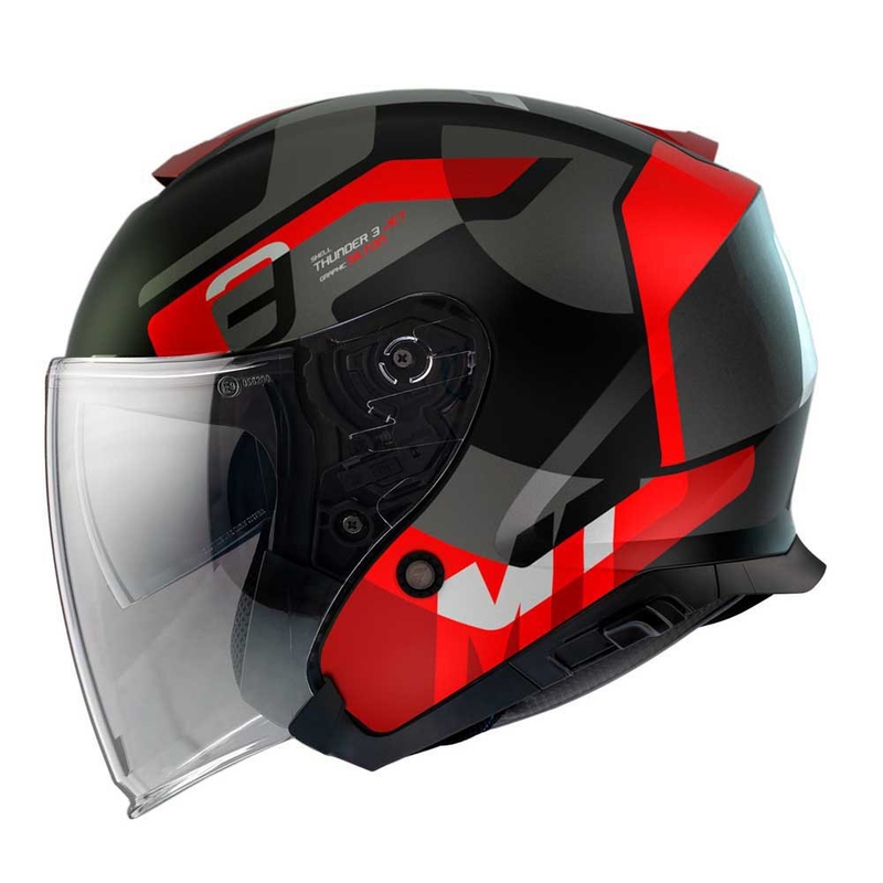 Casque Moto Ouvert MT Thunder 3 SV Jet Silton B5 Noir-Gris-Rouge Promo soldes