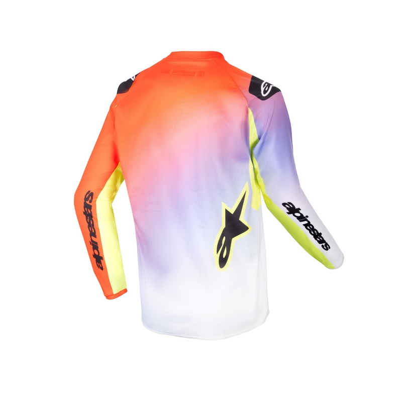 Maillot motocross enfant Alpinestars Racer Lucent 2024 blanc-noir-jaune fluo