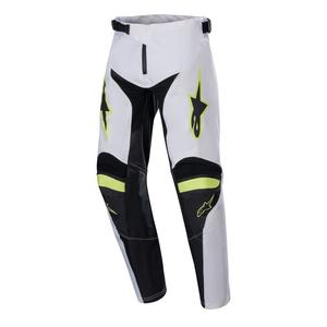 Pantalon de motocross Alpinestars Racer Lucent pour enfant, blanc, noir et jaune fluo