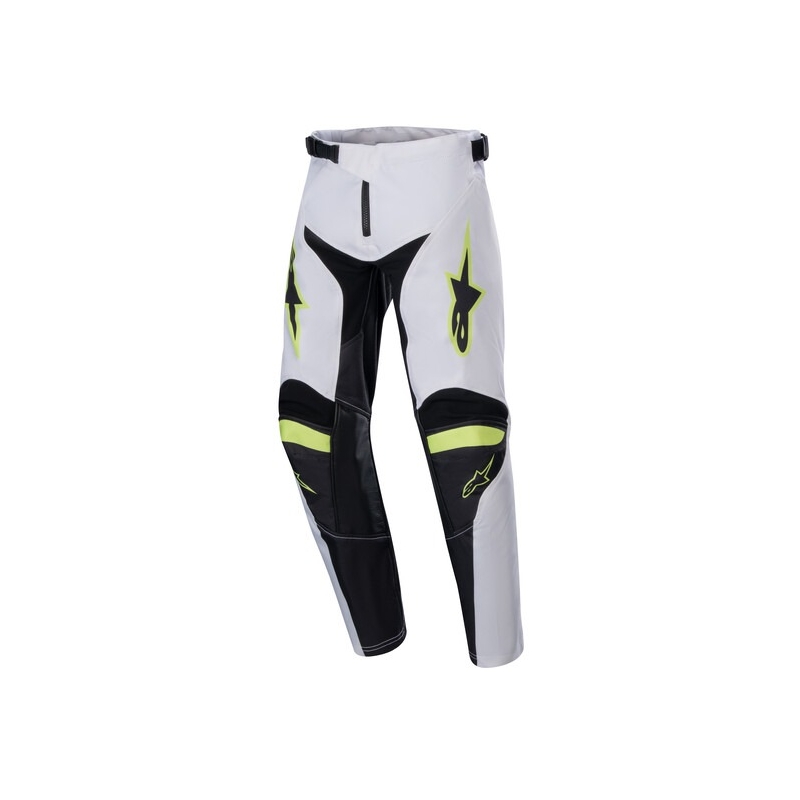 Pantalon de motocross Alpinestars Racer Lucent pour enfant, blanc, noir et jaune fluo