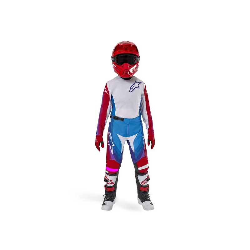 Alpinestars Racer Pneuma 2024 Kids Motocross Pants White-Blue-Red