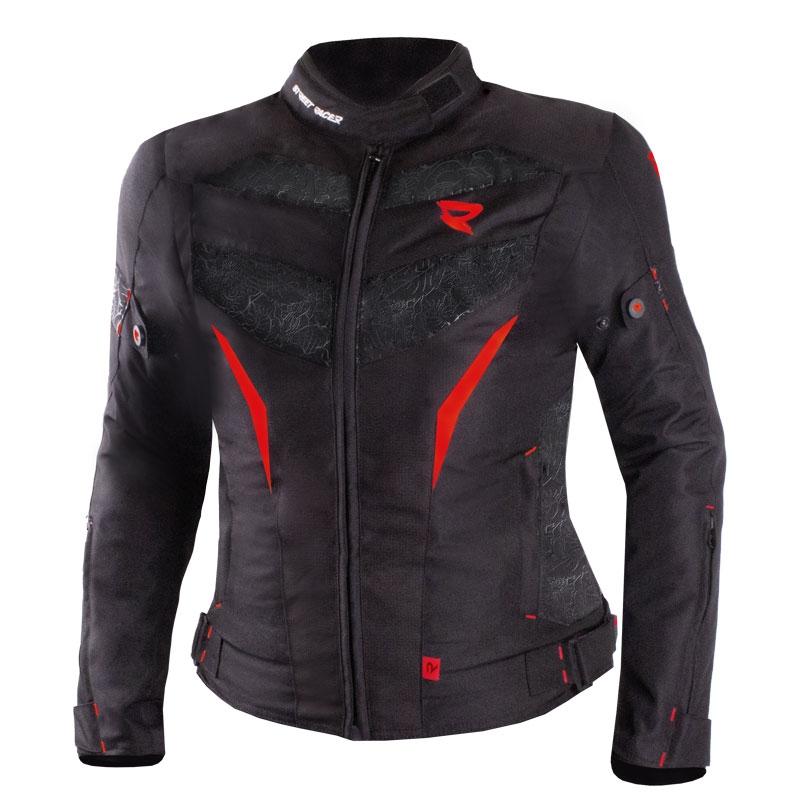 Veste de moto Street Racer Rose Air noir et rouge pour femmes