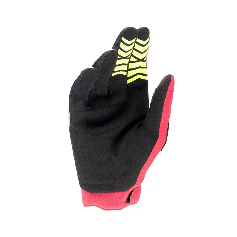 Gants motocross enfants Alpinestars Full Bore 2024 bleu clair-rouge-jaune fluo-noir