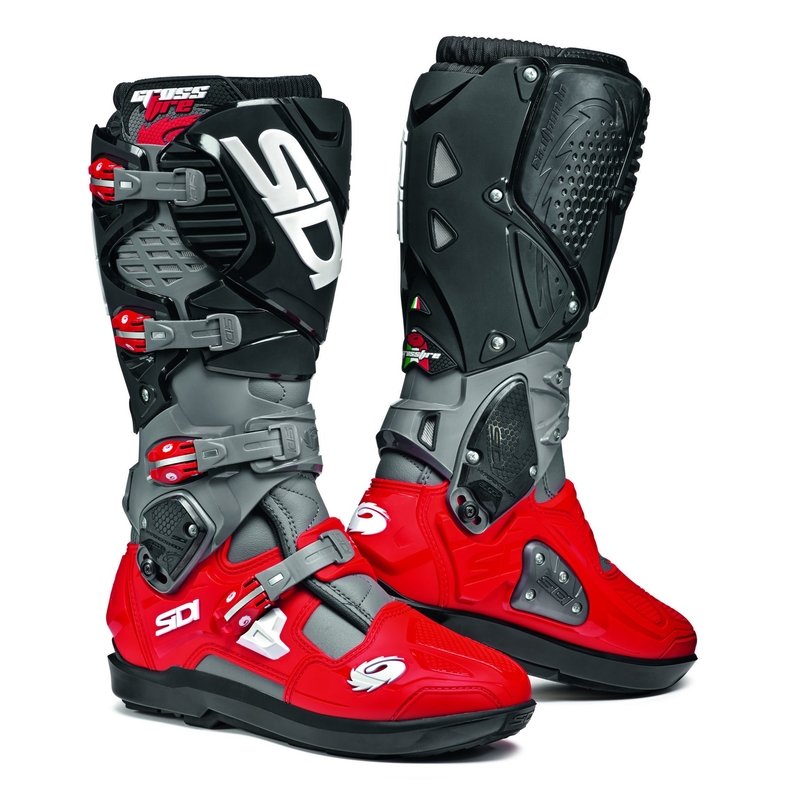 Bottes moto SIDI CROSSFIRE 3 SRS gris-rouge-noir