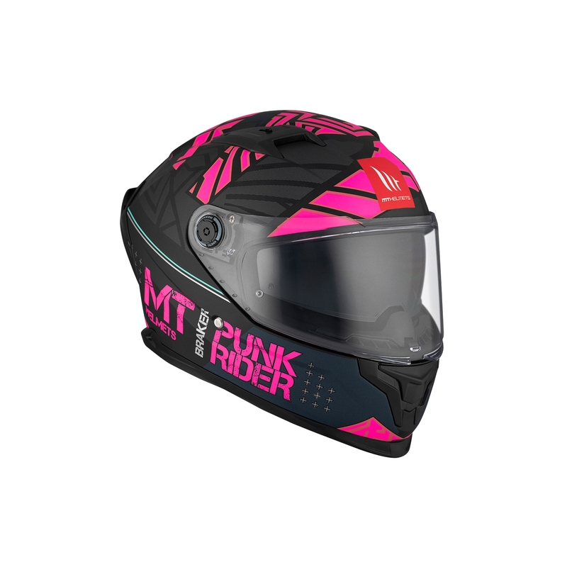 MT BRAKER SV PUNK RIDER B8 casque moto intégral noir et rose