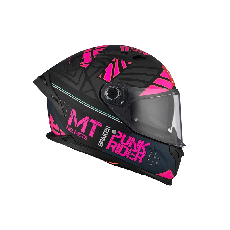 MT BRAKER SV PUNK RIDER B8 casque moto intégral noir et rose