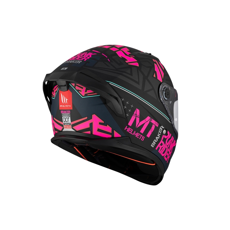 MT BRAKER SV PUNK RIDER B8 casque moto intégral noir et rose