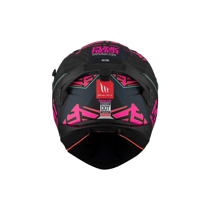 MT BRAKER SV PUNK RIDER B8 casque moto intégral noir et rose