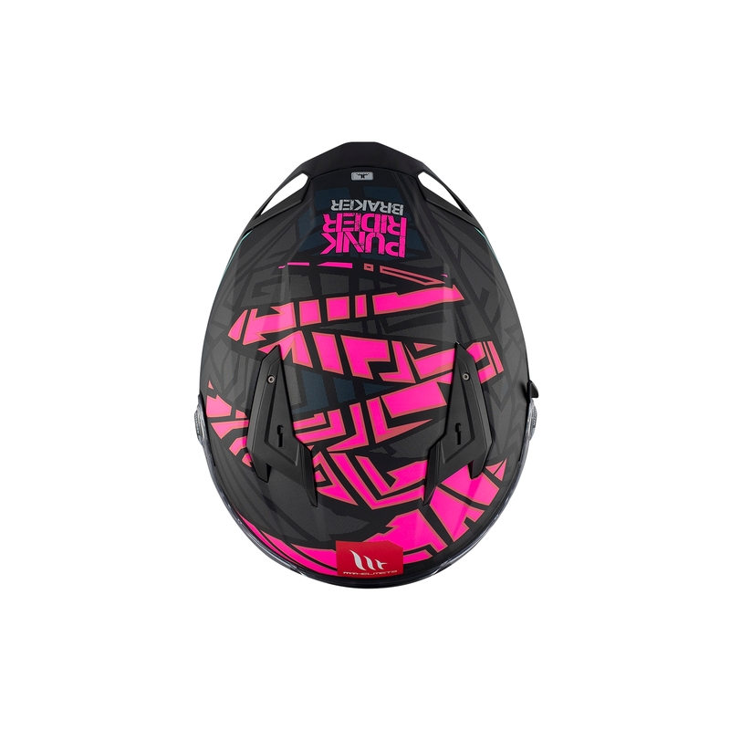 MT BRAKER SV PUNK RIDER B8 casque moto intégral noir et rose
