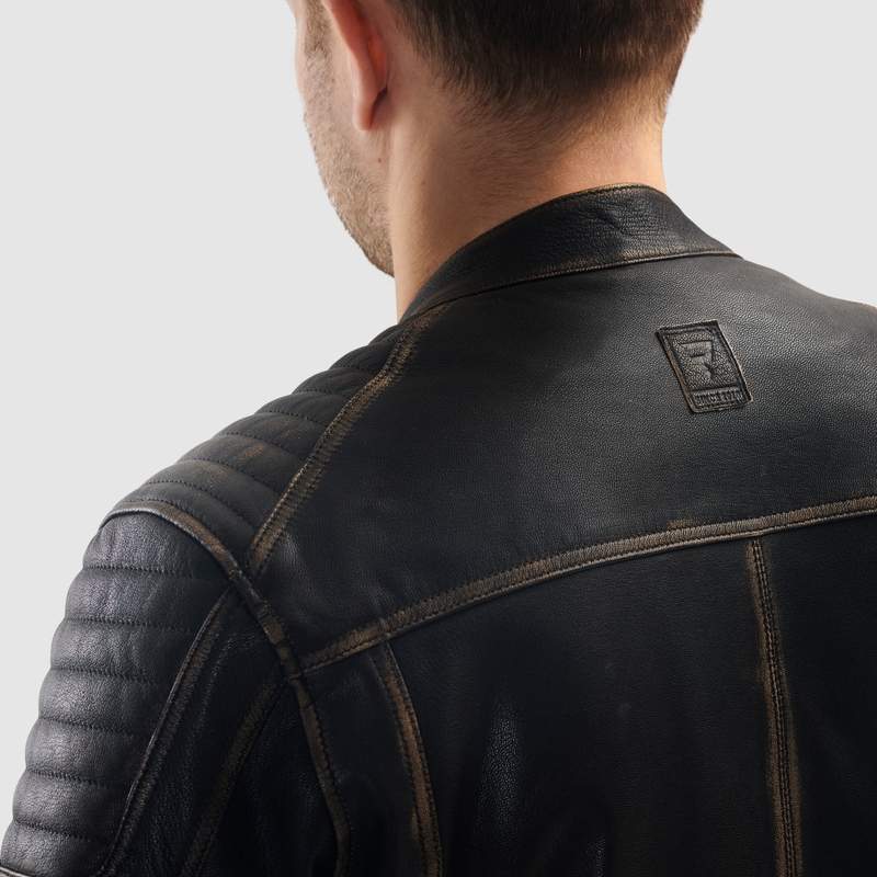 Veste de moto en cuir marron Rebelhorn Hunter II