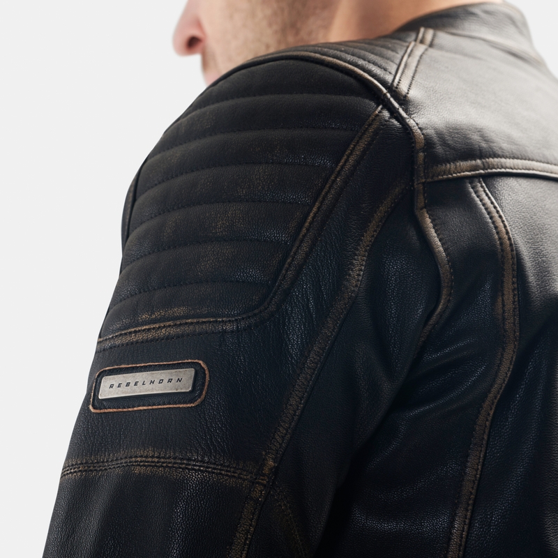 Veste de moto en cuir marron Rebelhorn Hunter II