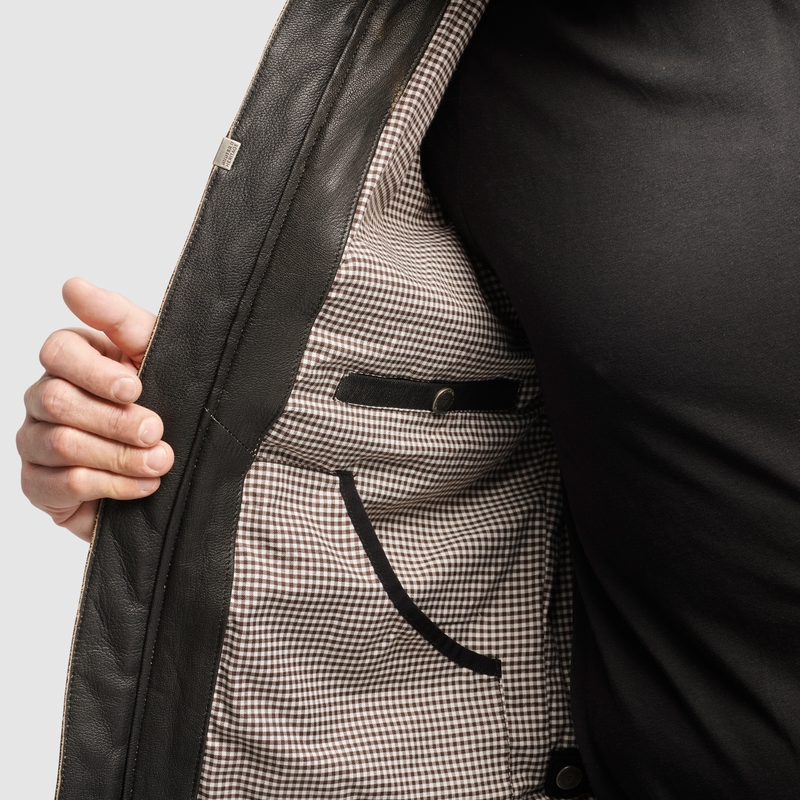 Veste de moto en cuir marron Rebelhorn Hunter II