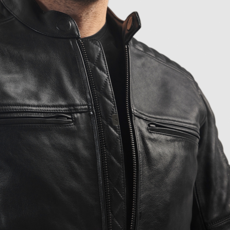 Veste de moto en cuir Rebelhorn Hunter II noir
