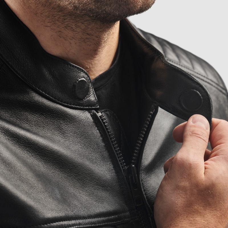 Veste de moto en cuir Rebelhorn Hunter II noir