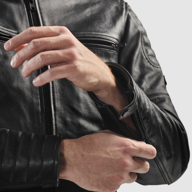 Veste de moto en cuir Rebelhorn Hunter II noir