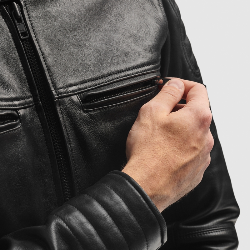 Veste de moto en cuir Rebelhorn Hunter II noir