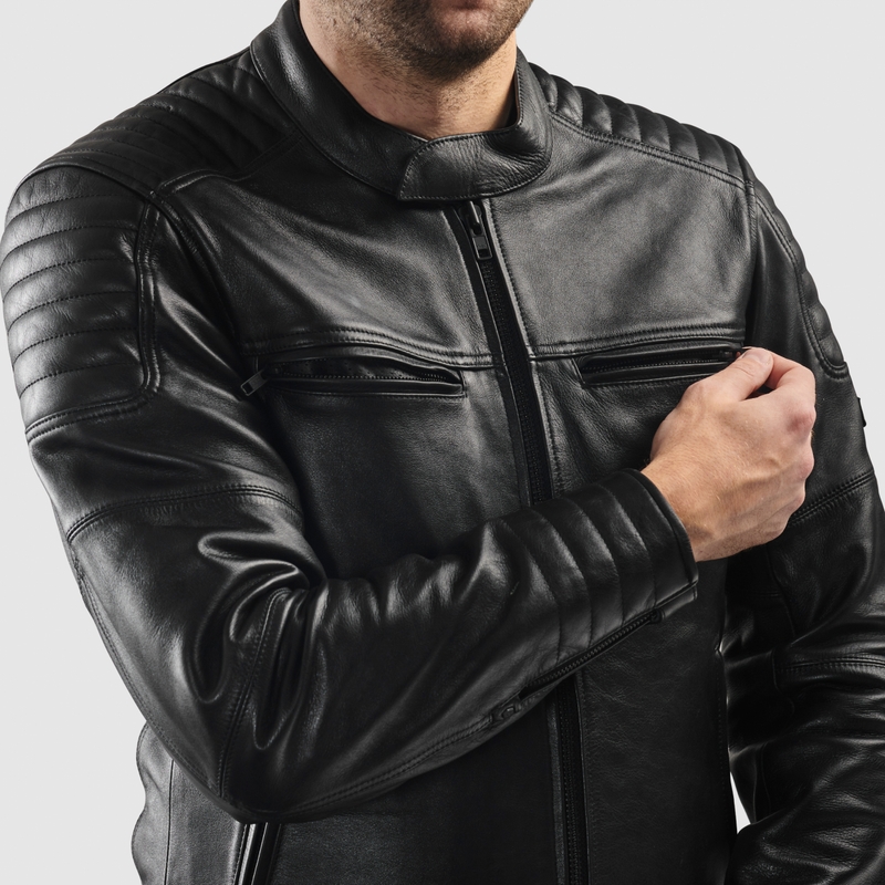 Veste de moto en cuir Rebelhorn Hunter II noir