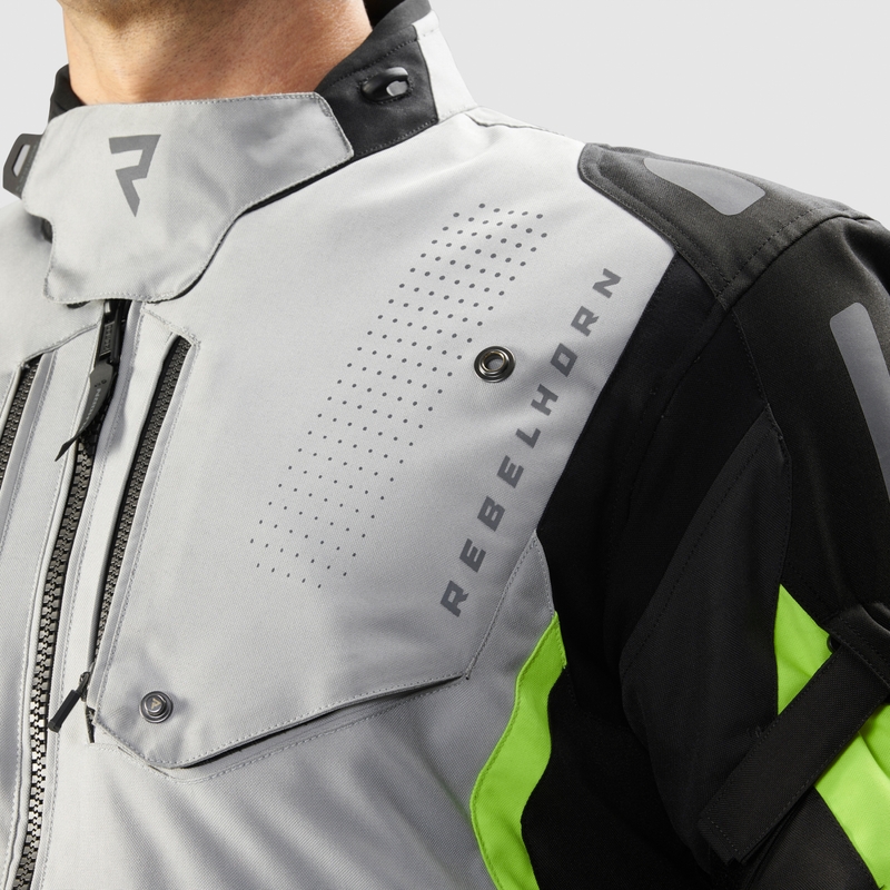 Veste moto Rebelhorn Hiker IV noir-gris-jaune fluo