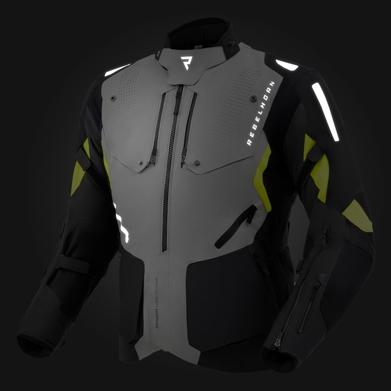 Veste moto Rebelhorn Hiker IV noir-gris-jaune fluo