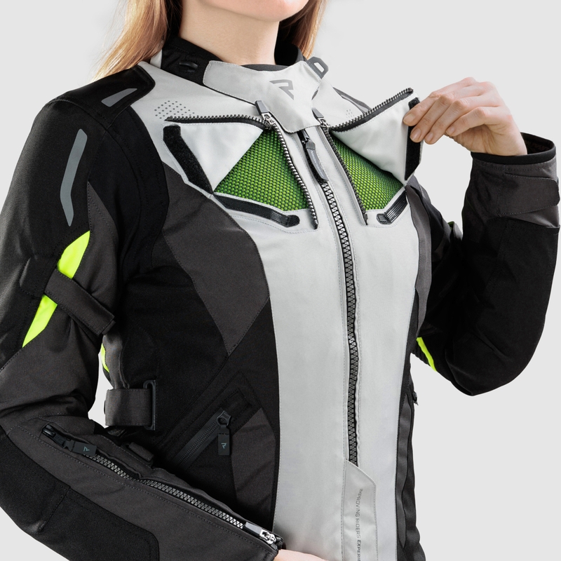 Blouson de moto pour femme Rebelhorn Hiker IV noir-gris-jaune fluo