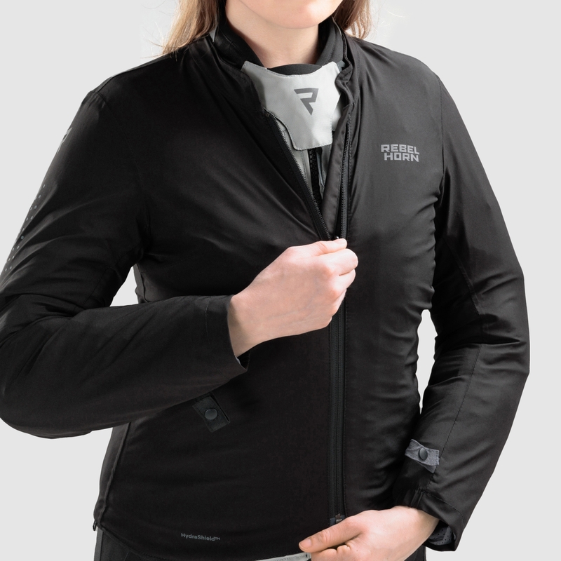 Blouson de moto pour femme Rebelhorn Hiker IV noir-gris-jaune fluo