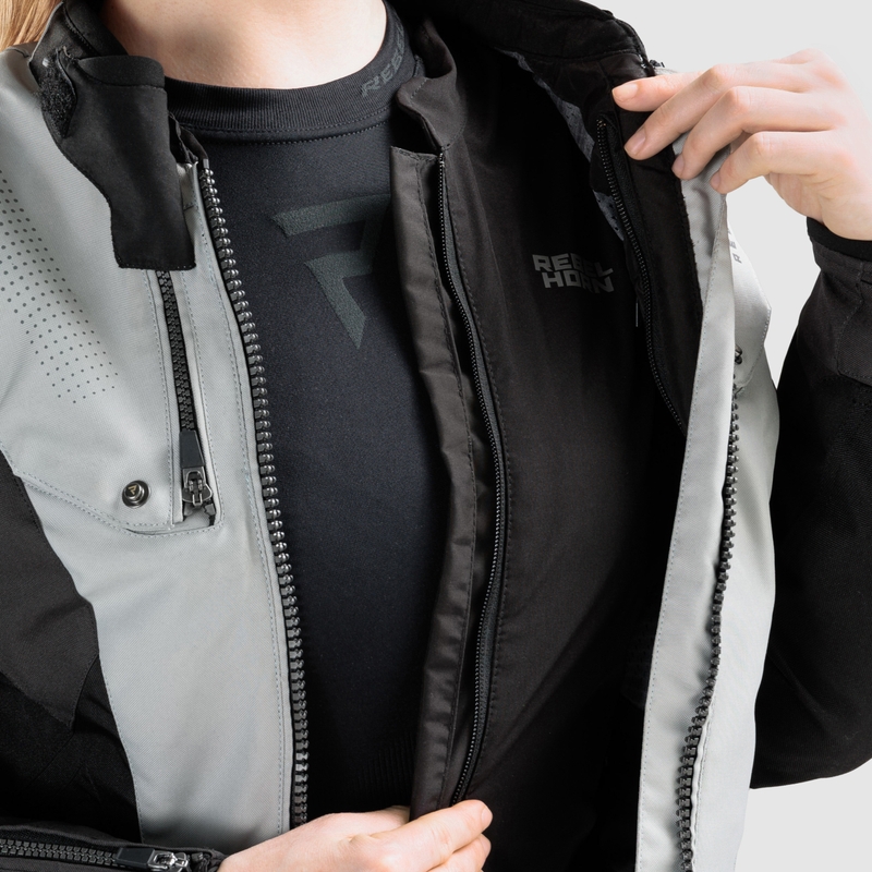 Blouson de moto pour femme Rebelhorn Hiker IV noir-gris-jaune fluo