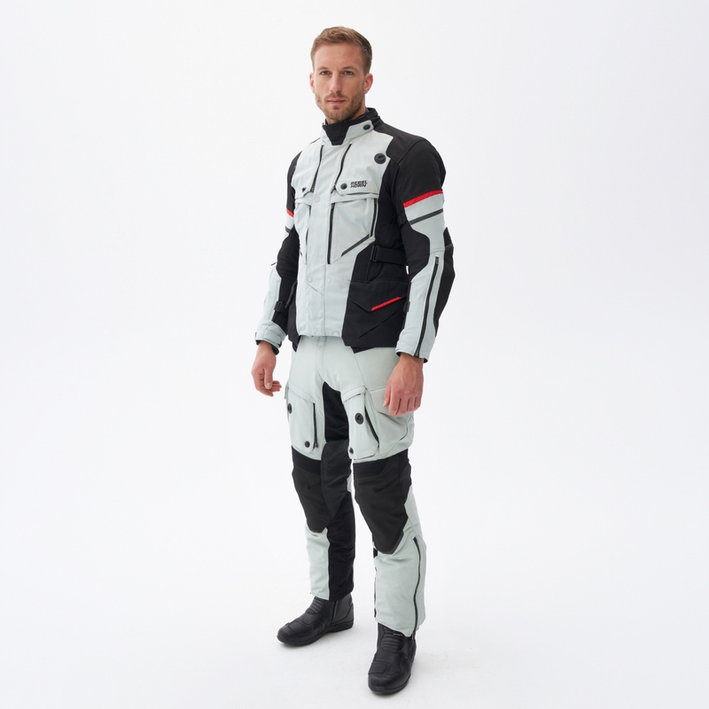 Veste de moto Rebelhorn Range gris-noir-rouge