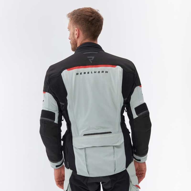 Veste de moto Rebelhorn Range gris-noir-rouge