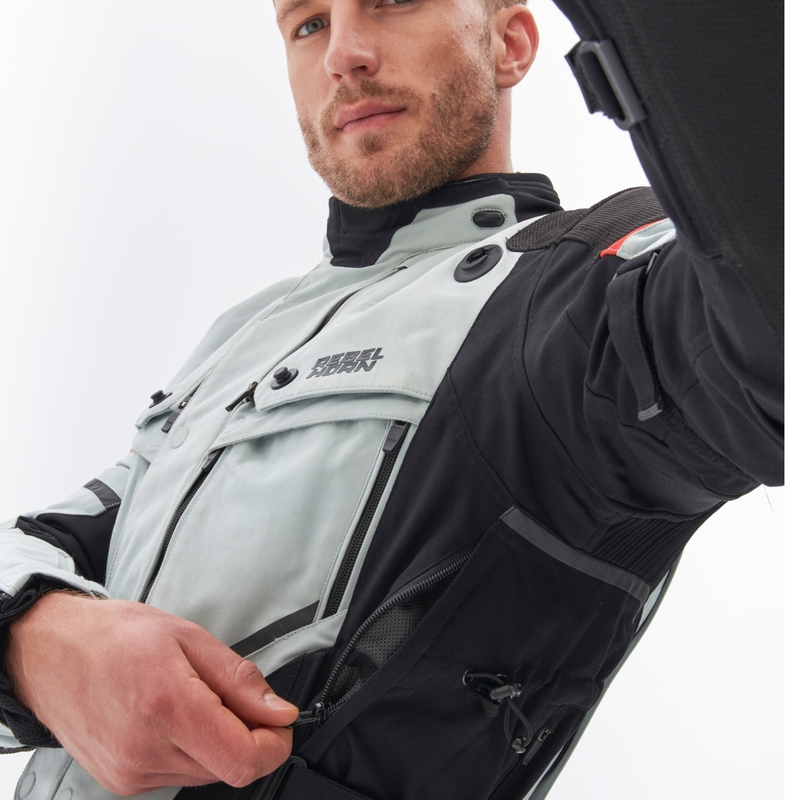 Veste de moto Rebelhorn Range gris-noir-rouge
