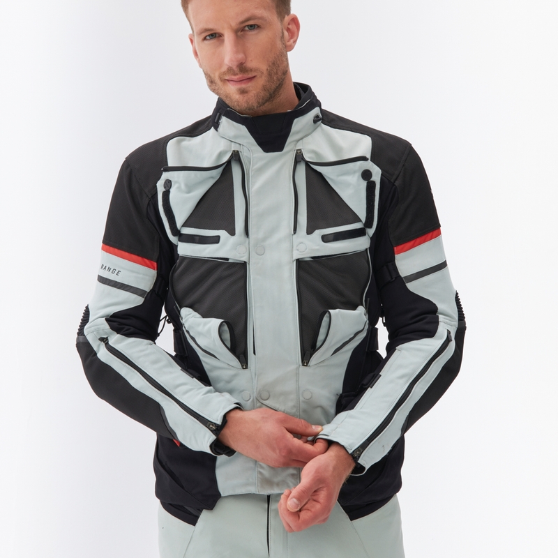 Veste de moto Rebelhorn Range gris-noir-rouge