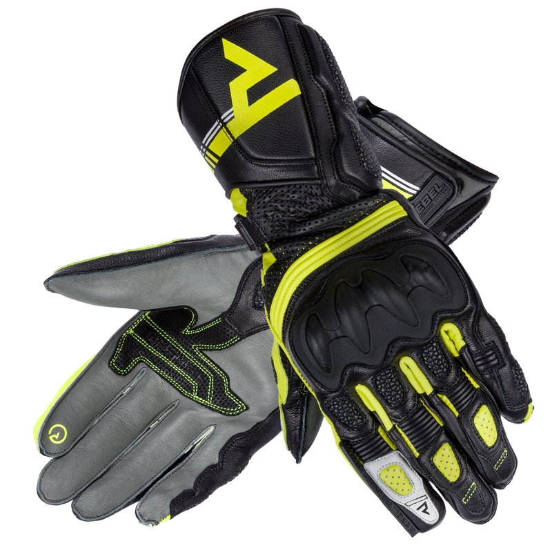 Gants de moto femme Rebelhorn ST Long Black-Gray-Fluo Yellow soldes