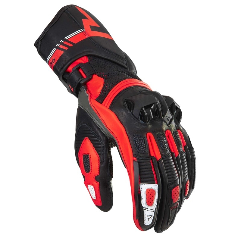 Gants de moto Rebelhorn ST Long noir-gris-rouge fluo soldes