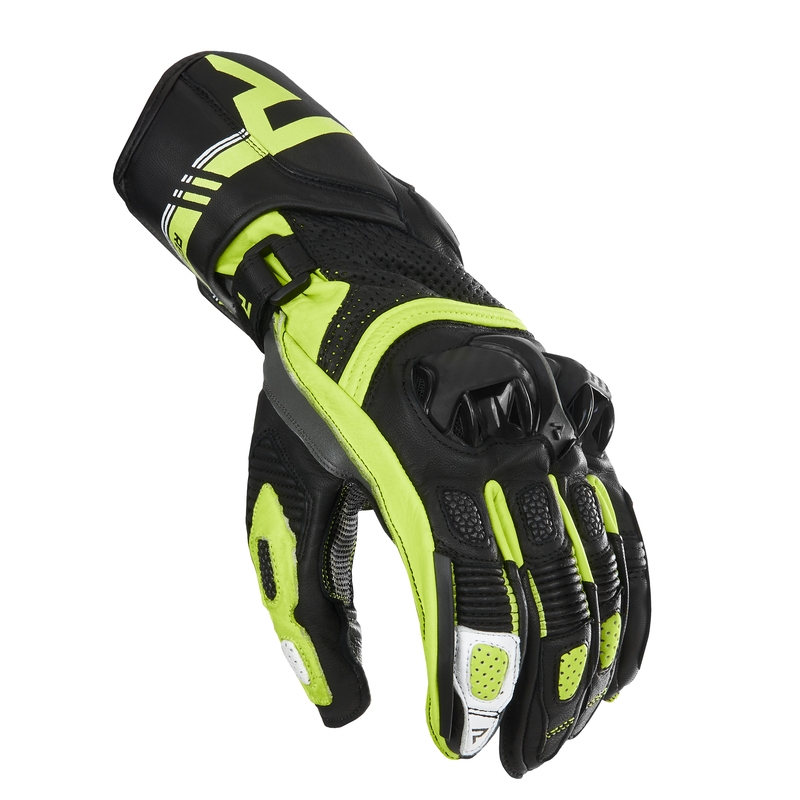 Gants de moto Rebelhorn ST Long noir-gris-jaune fluo soldes