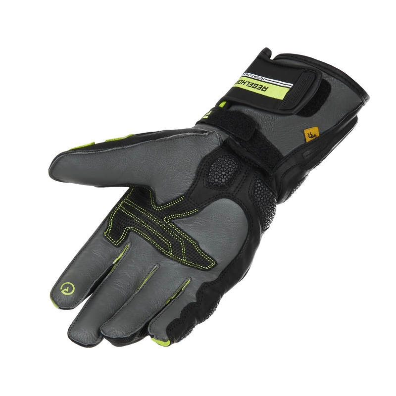Gants de moto Rebelhorn ST Long noir-gris-jaune fluo soldes