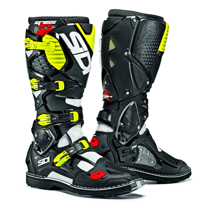Bottes moto SIDI CROSSFIRE 3 blanc-noir-jaune fluo