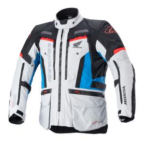 Veste moto Alpinestars Bogota PRO Drystar Honda collection 2024 gris clair-rouge fluo-bleu-noir