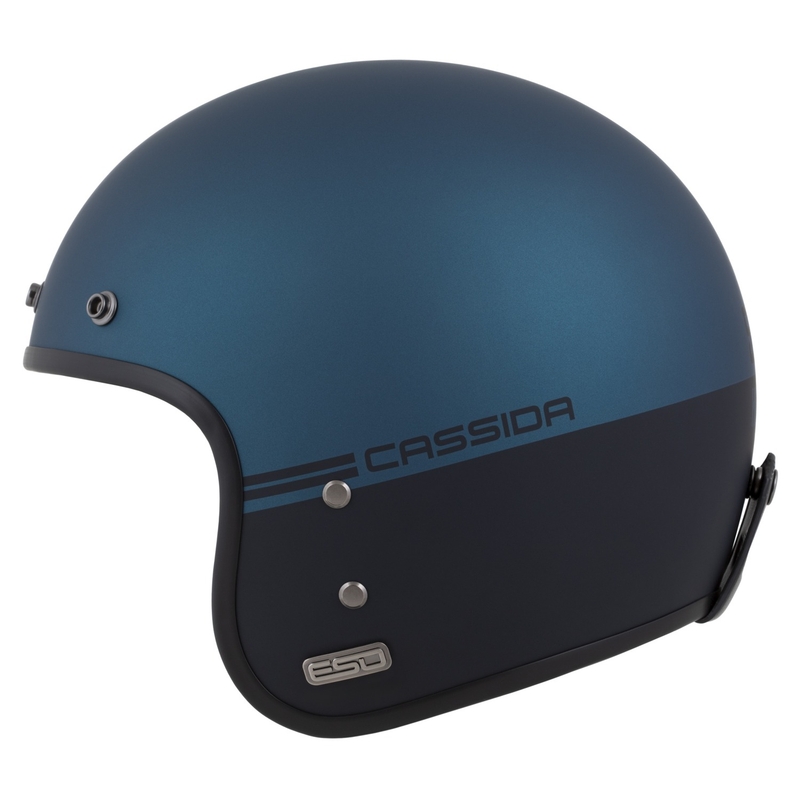 Casque ouvert Cassida Eso Super Hooligan, noir mat et bleu métallisé