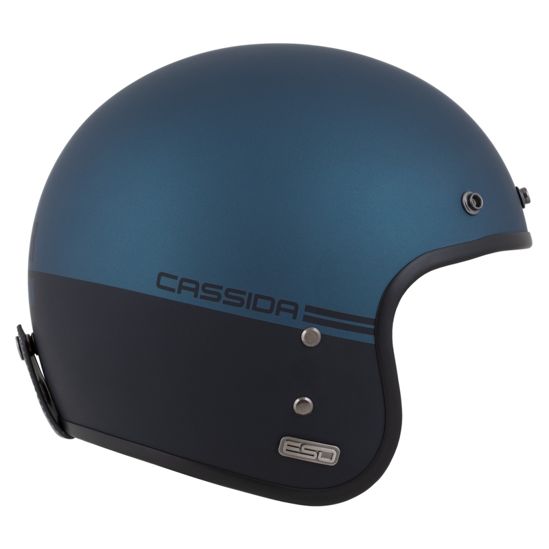 Casque ouvert Cassida Eso Super Hooligan, noir mat et bleu métallisé