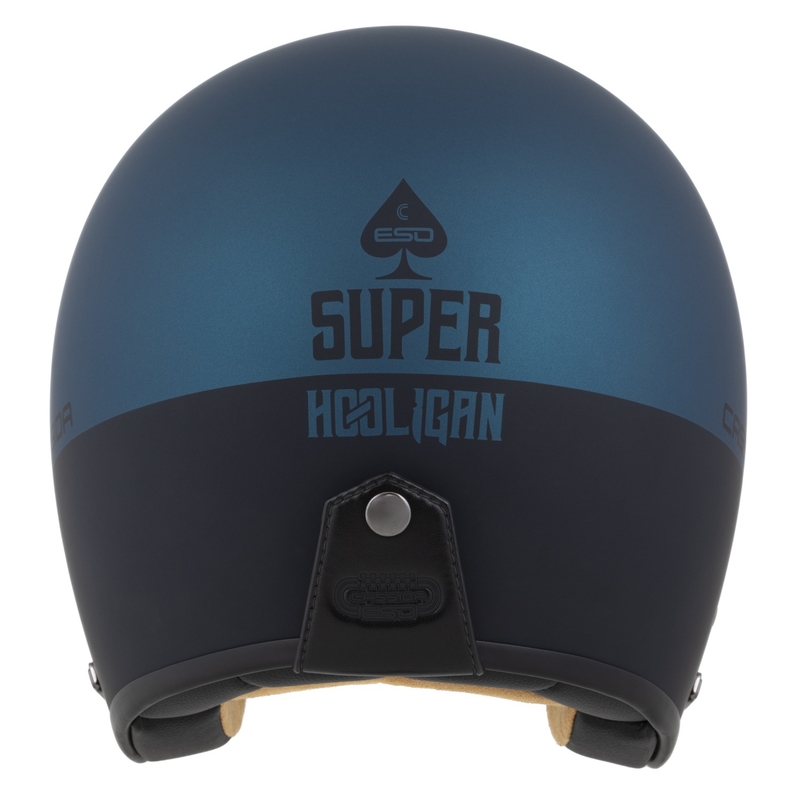 Casque ouvert Cassida Eso Super Hooligan, noir mat et bleu métallisé