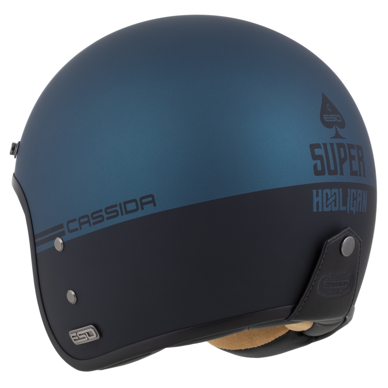 Casque ouvert Cassida Eso Super Hooligan, noir mat et bleu métallisé