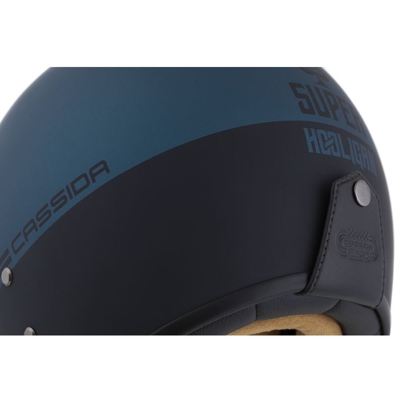 Casque ouvert Cassida Eso Super Hooligan, noir mat et bleu métallisé