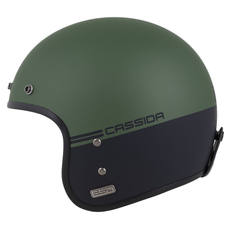 Casque jet Cassida Eso Super Hooligan noir mat-vert métallisé