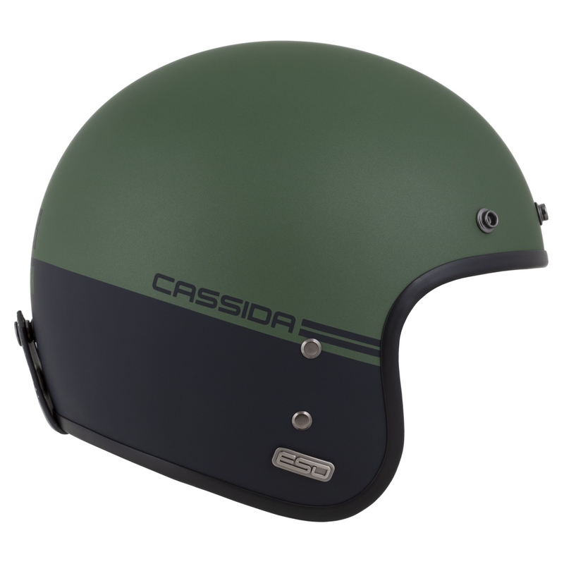 Casque jet Cassida Eso Super Hooligan noir mat-vert métallisé