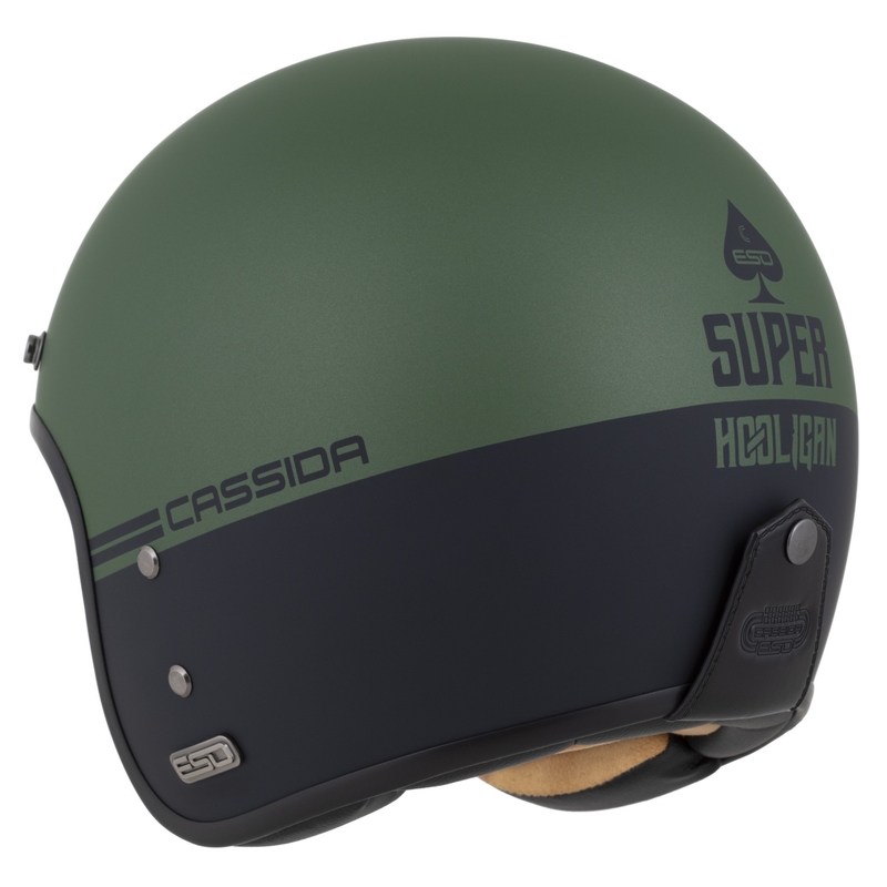 Casque jet Cassida Eso Super Hooligan noir mat-vert métallisé