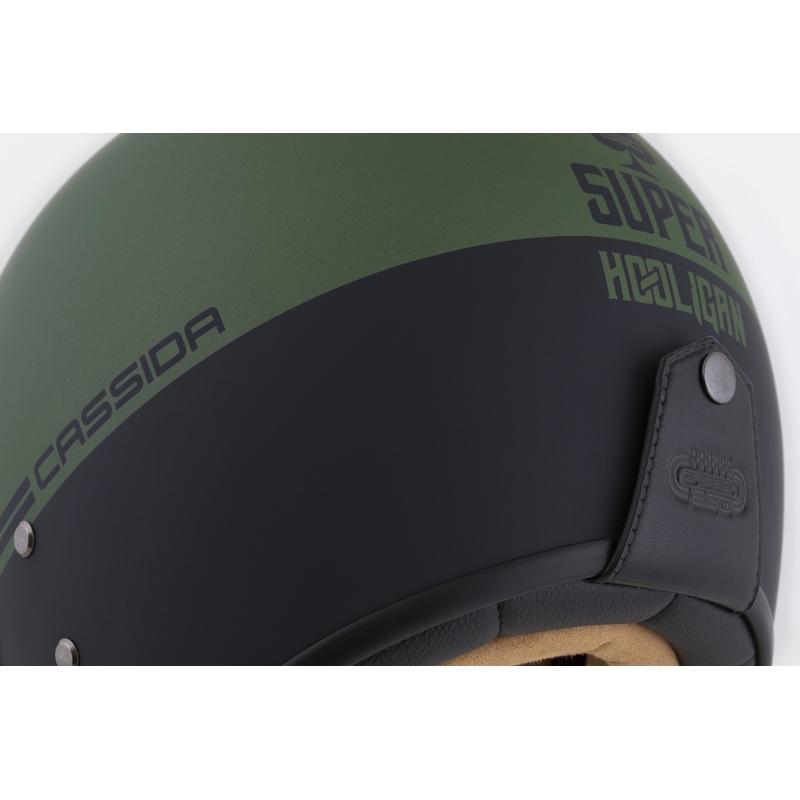 Casque jet Cassida Eso Super Hooligan noir mat-vert métallisé