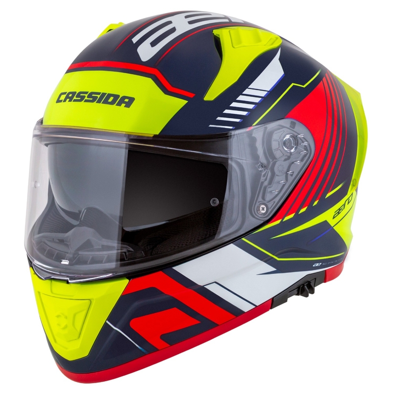 Cassida Aero Drome casque moto intégral bleu perle-jaune-orange-rouge-blanc