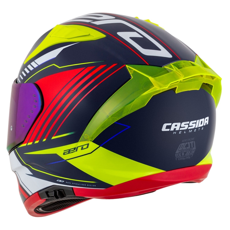 Cassida Aero Drome casque moto intégral bleu perle-jaune-orange-rouge-blanc