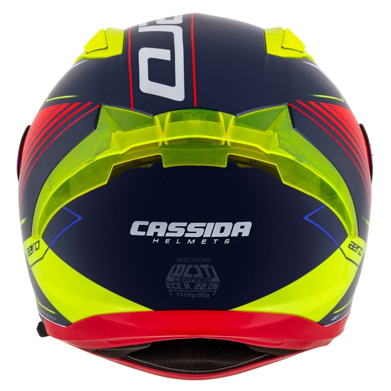 Cassida Aero Drome casque moto intégral bleu perle-jaune-orange-rouge-blanc