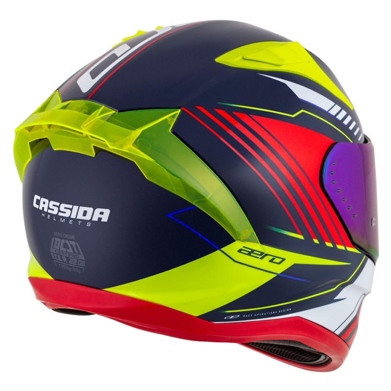 Cassida Aero Drome casque moto intégral bleu perle-jaune-orange-rouge-blanc