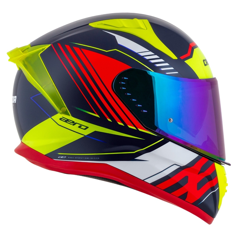 Cassida Aero Drome casque moto intégral bleu perle-jaune-orange-rouge-blanc